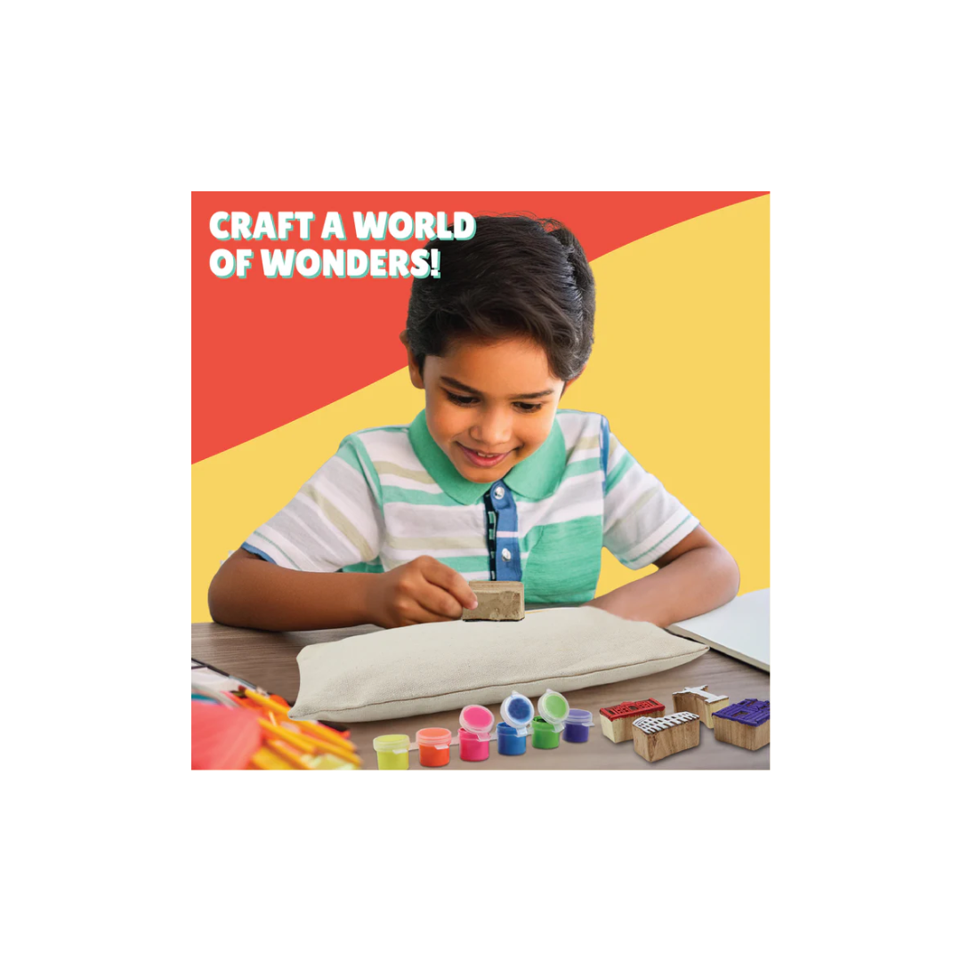 Kalakaram 7 Wonders Block Printed Canvas Pouch Kit