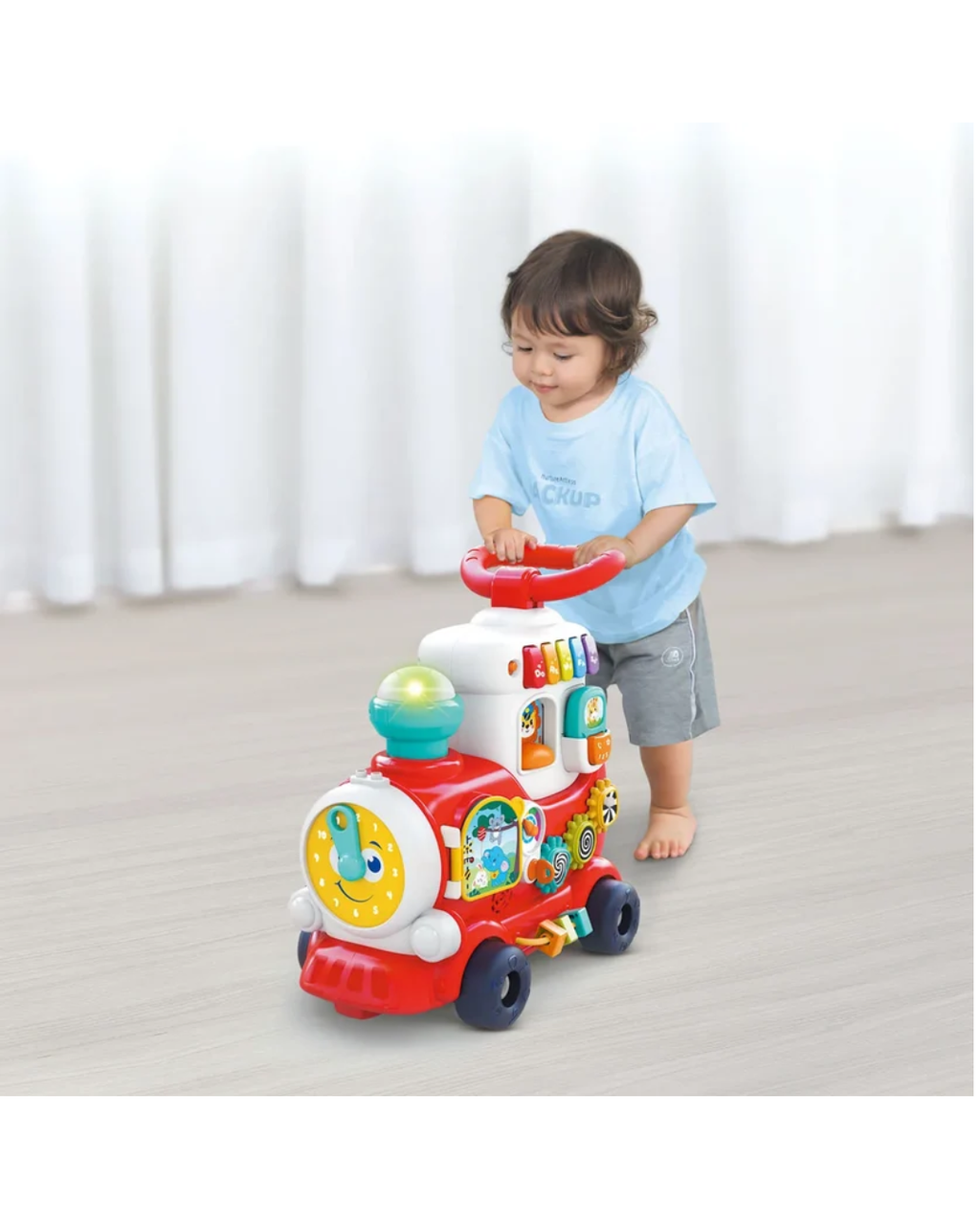 Hola 4 in 1 Push Walker & Ride-On Learning Train for Toddlers Musical Activity Walker 12-36 Months