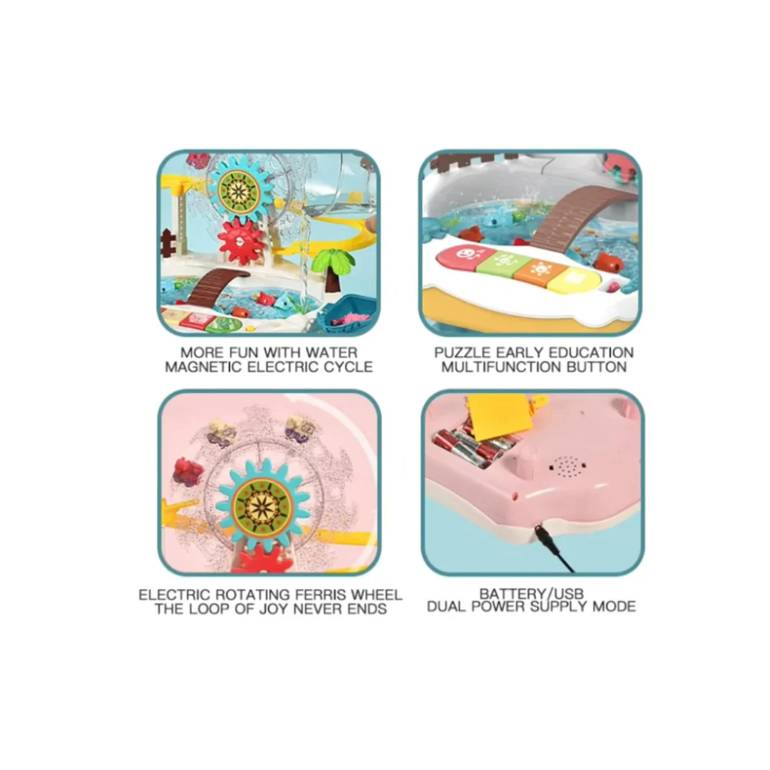 Lumo Musical Fishing Game Toy with Slideway, Rotating Ferris Wheel, Lights & Music