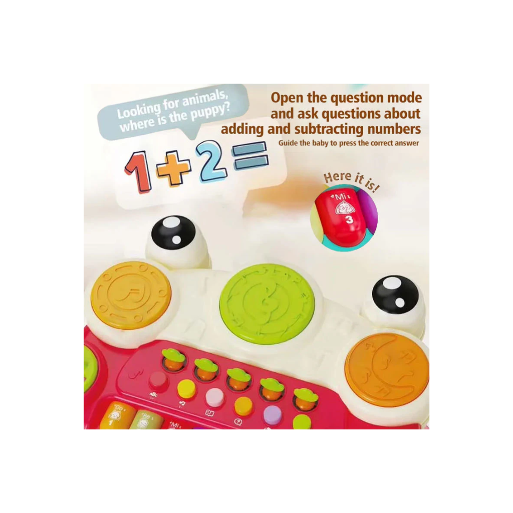 Rainbow Toys Multi-Functional Electronic Drum Keyboard Sensory ABS Plastic Frog Piano Toy