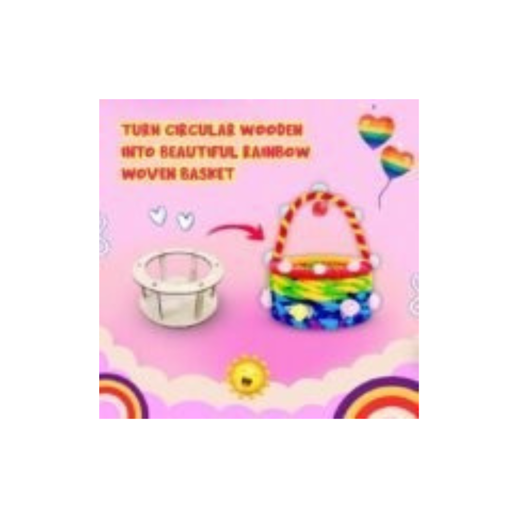 Kreeda DIY Rainbow Basket Making Kit  Circular & Rectangular DIY Wooden Basket Frames