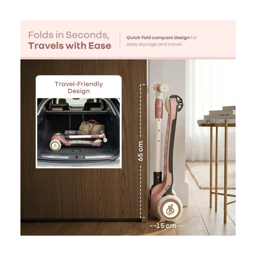 R for Rabbit Road Runner Swift Kids Kick Scooter with LED Wheels Dusty Rose – 3+ Years
