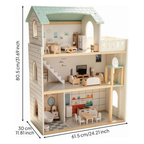 KidKraft Wooden Doll House with Furniture – 3 Storey Modern Dream Home
