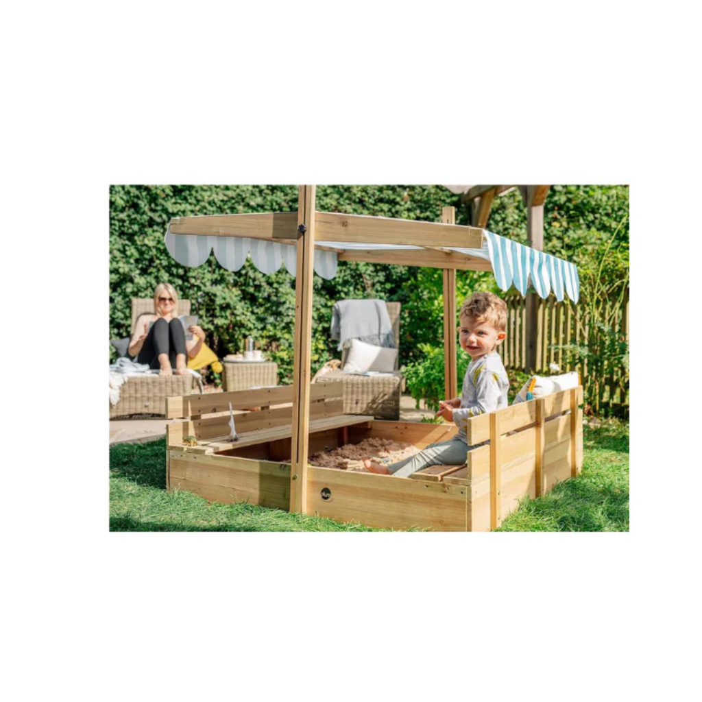 Plum Toys Wooden Sandpit With Canopy - Natural