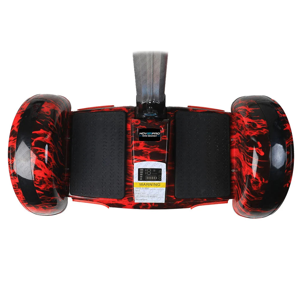 Hoverpro Bluetooth Self-Balancing Scooter with Handle Bar – Red & Black Graphic Design S11+ Miniseg Redfire with Handle Hoverboard