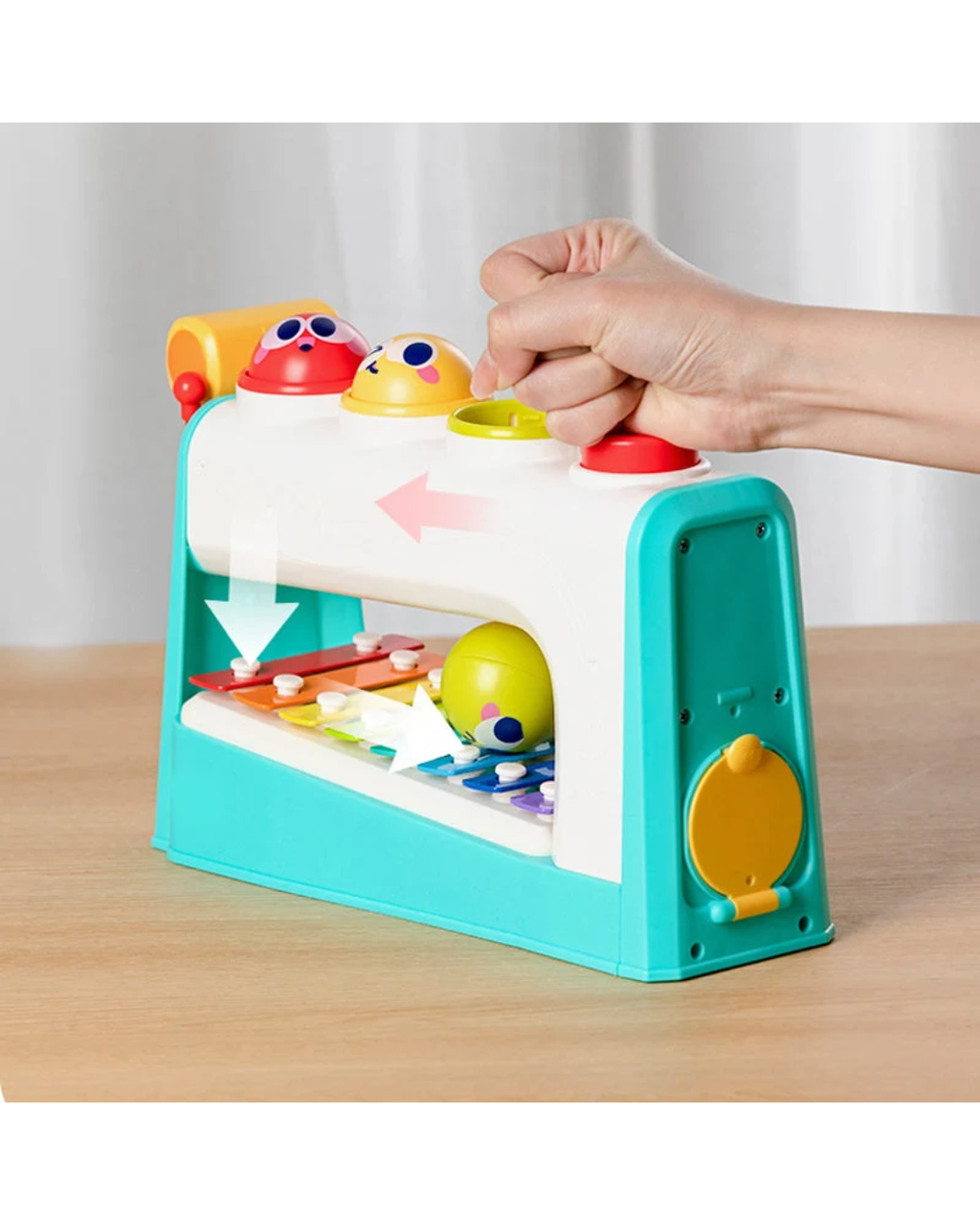 Hola Multifunctional Music Center 4-in-1 Montessori Musical Toy with Xylophone, Hammer Game & Ball Drop