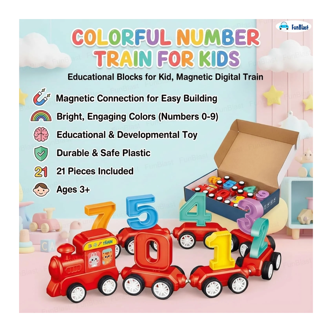 Magnetic Digital Number Train Toy – 21 Pcs Educational Learning Set for Kids 3+