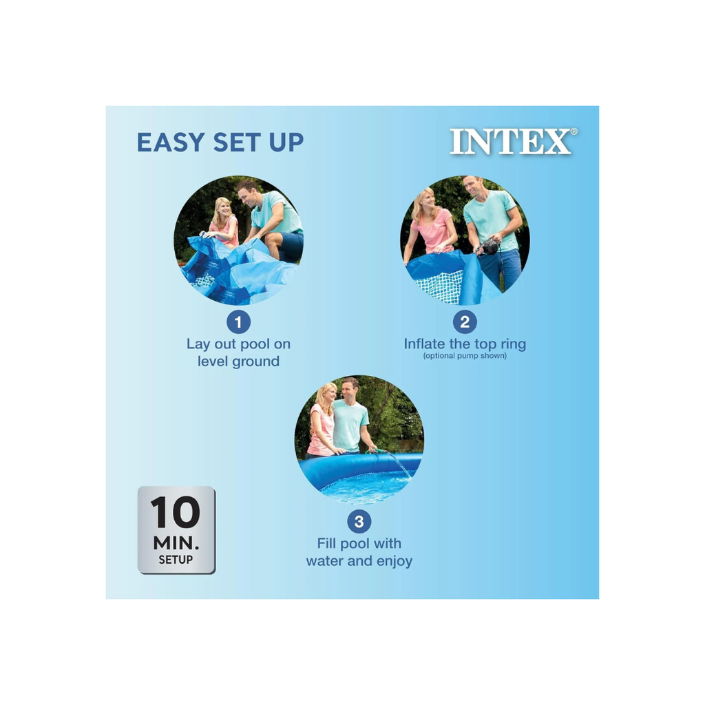 Intex Easy Set Swimming Pool 28120 – 10 ft x 30 in (305 × 76 cm) Inflatable Family Pool