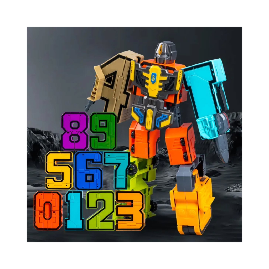 Gooeke Distortion  Number Puzzle Board with Transforming Robot