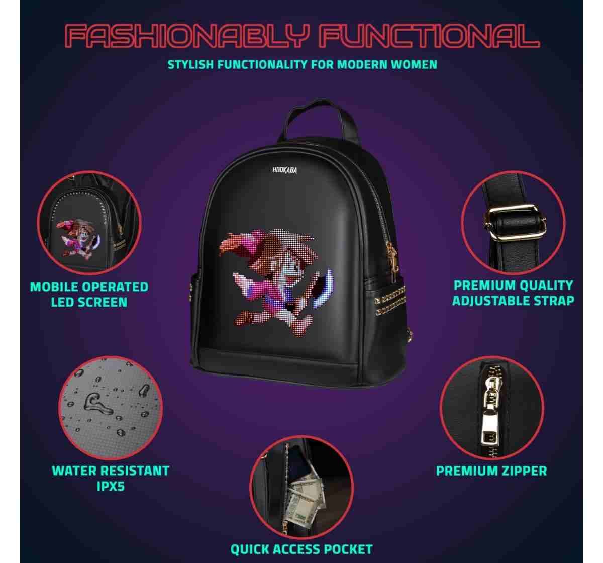Hookaba Hookaba Dazz Roll Black LED 14 Ltr Sling Backpack