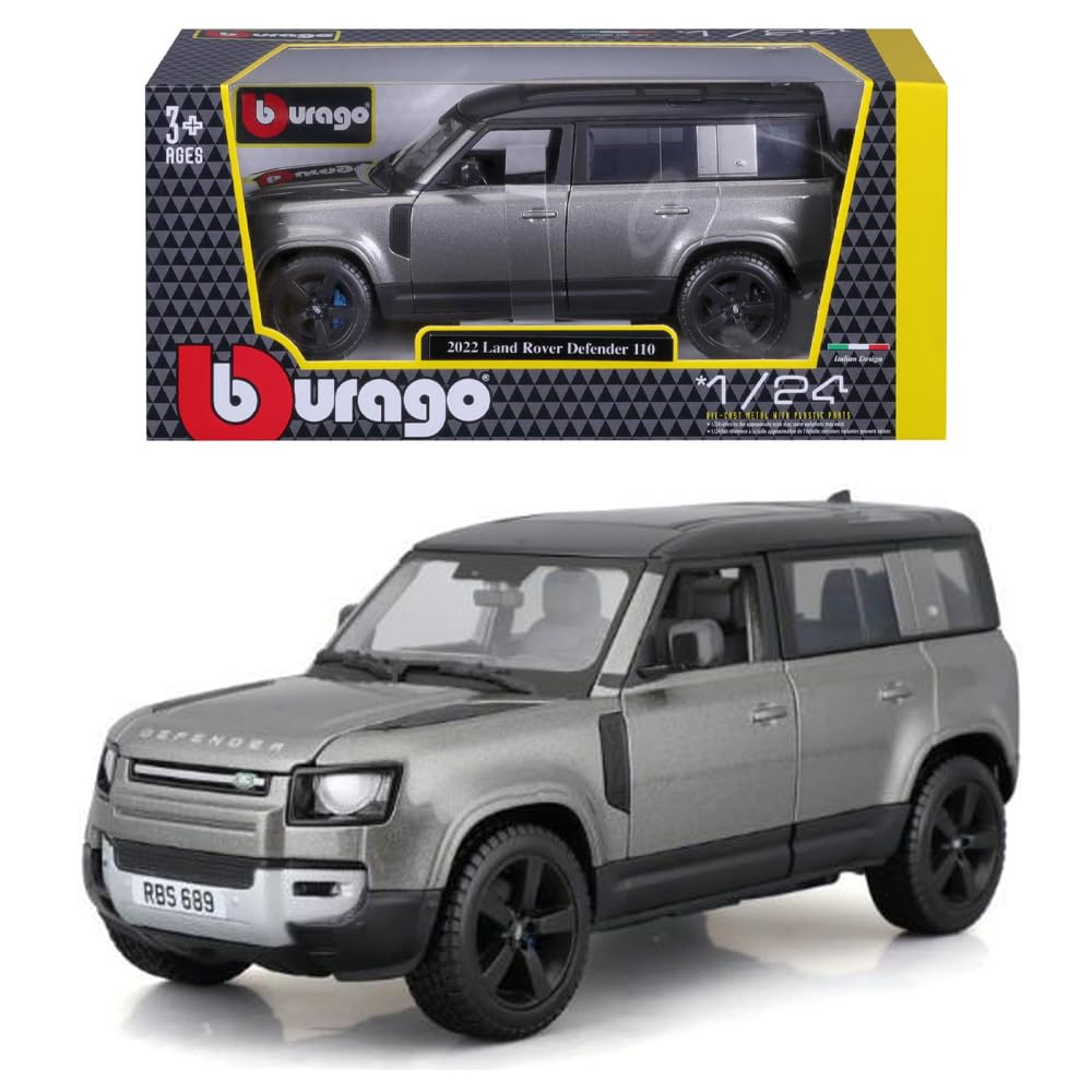 Bburago 1:24 Diecast Scale Model 2022 Land Rover Defender 110 Ultimate Metal SUV Collectible Car for Kids