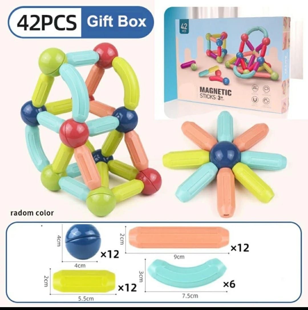 Dige 42 Pcs Colorful Magnetic Blocks Sticks