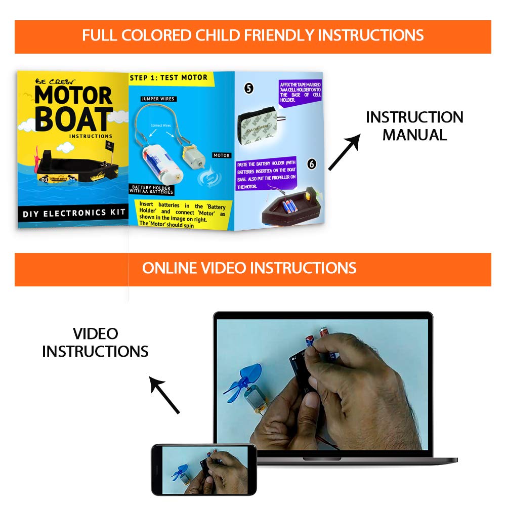 Be Cre8v STEM Based Motor Boat Educational DIY kit