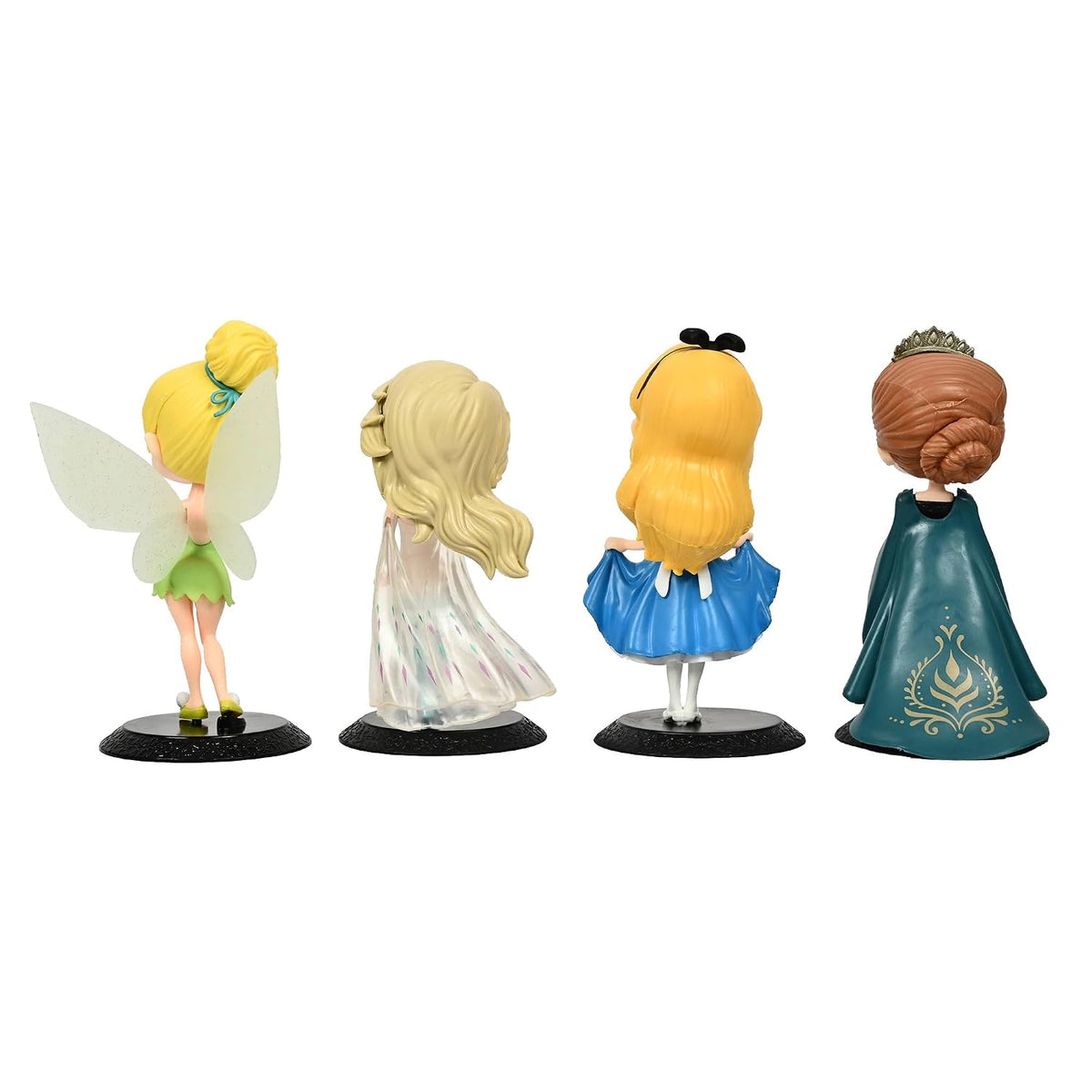 Princess 4-Piece Cute Character Doll Figure Set – Elsa, Tinker Bell, Anna & Alice Style Collectibles