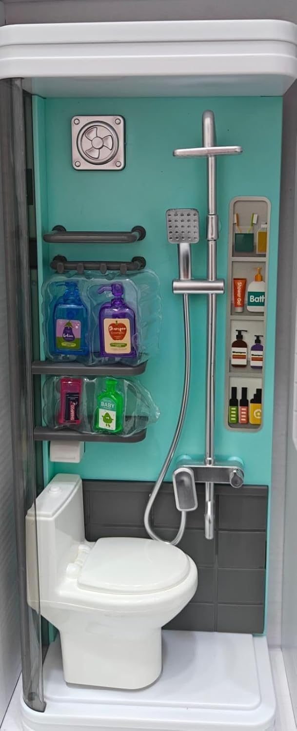 Lumo Bathroom Playset Home Toilet, Shower & Washing Machine with Light & Sound Pretend Play Set with Accessories
