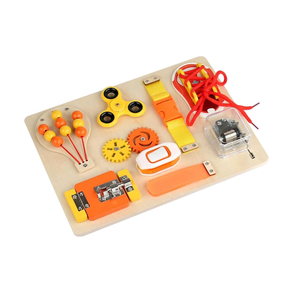 Rainbow Toys Wooden Busy Board Wooden Sensory Toy