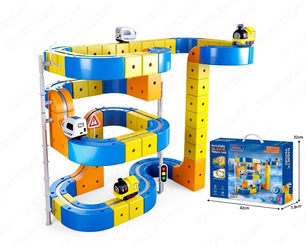 Magnetic Building Blocks Track DIY Car Set 130pcs