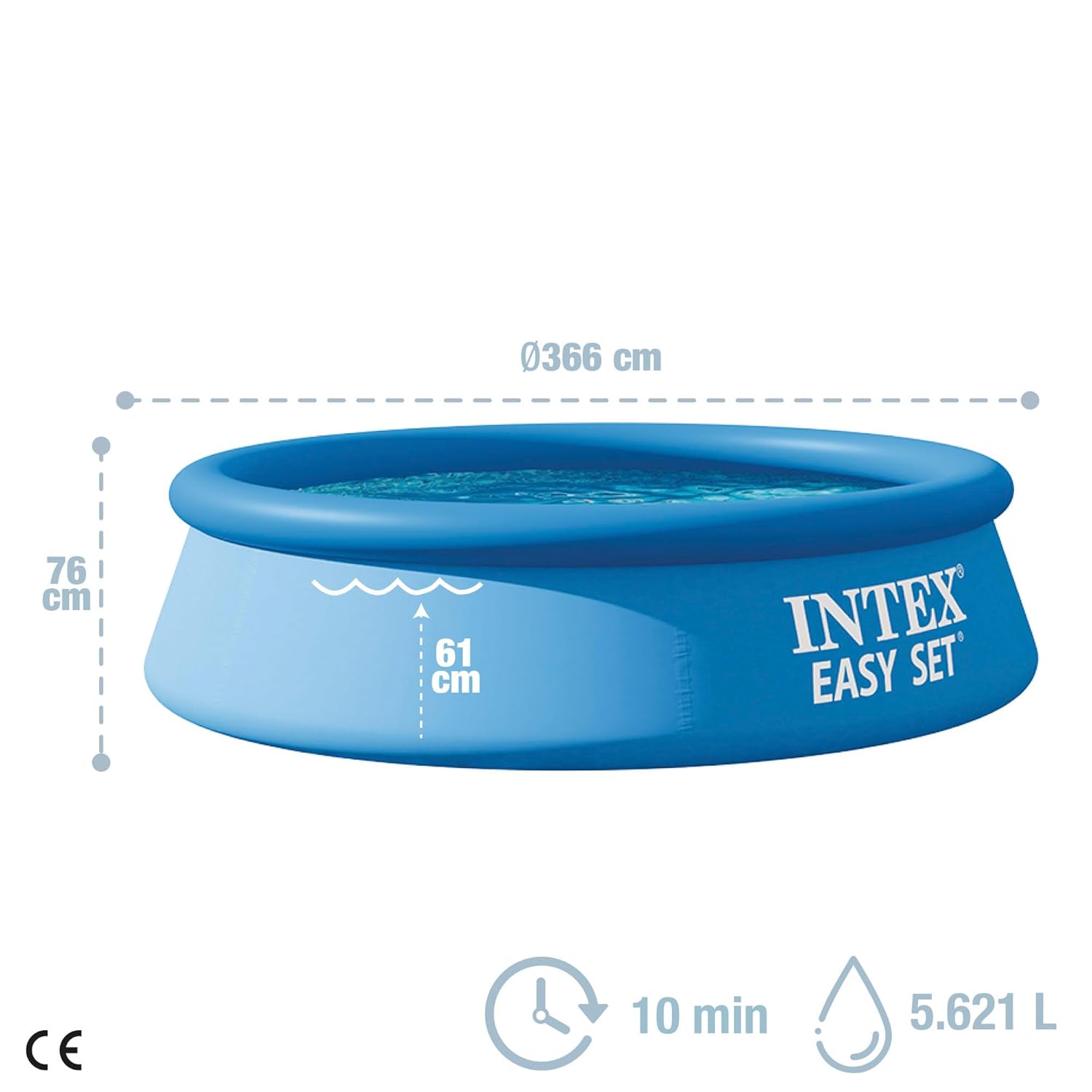 Intex 28130NP Easy Set Swimming Pool, Multi Color (12 feet x 30 inch) Size 12.0 x 12.0 x 2.50 Ft