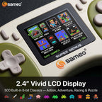 Sameo Super Genius Handheld Gaming Console – 500 Classic Games, 2.4" LCD Screen, 600mAh Battery Green