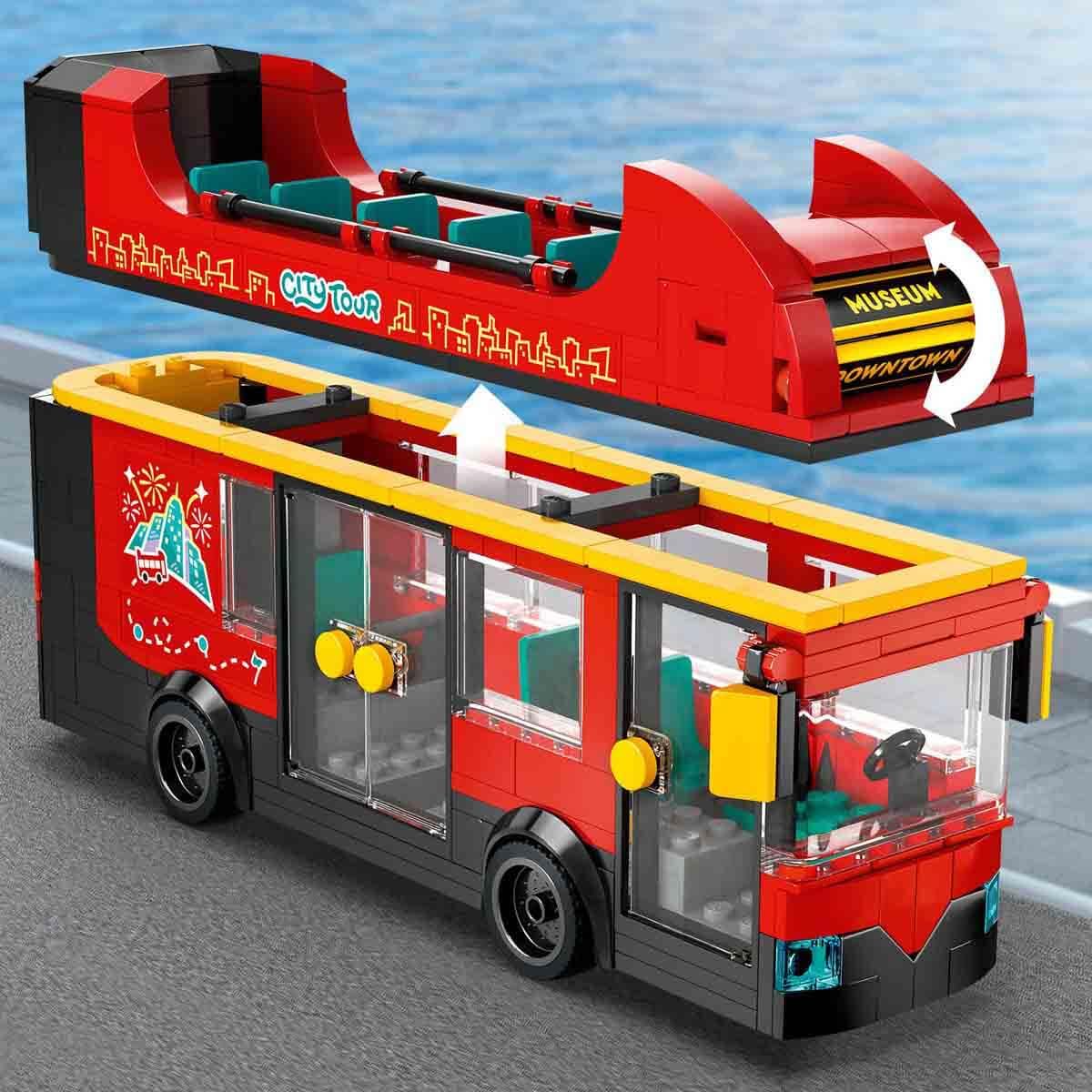 LEGO City Red Double-Decker Sightseeing Bus Toy 60407 (384 Pieces)