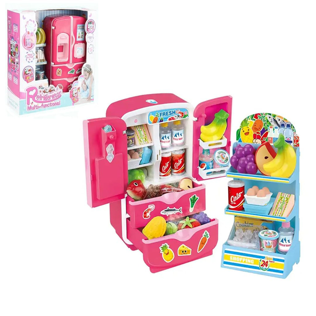 Rainbow Toys Shopping Pretend Play Kitchen Refrigerator Fridge Toys Double Door