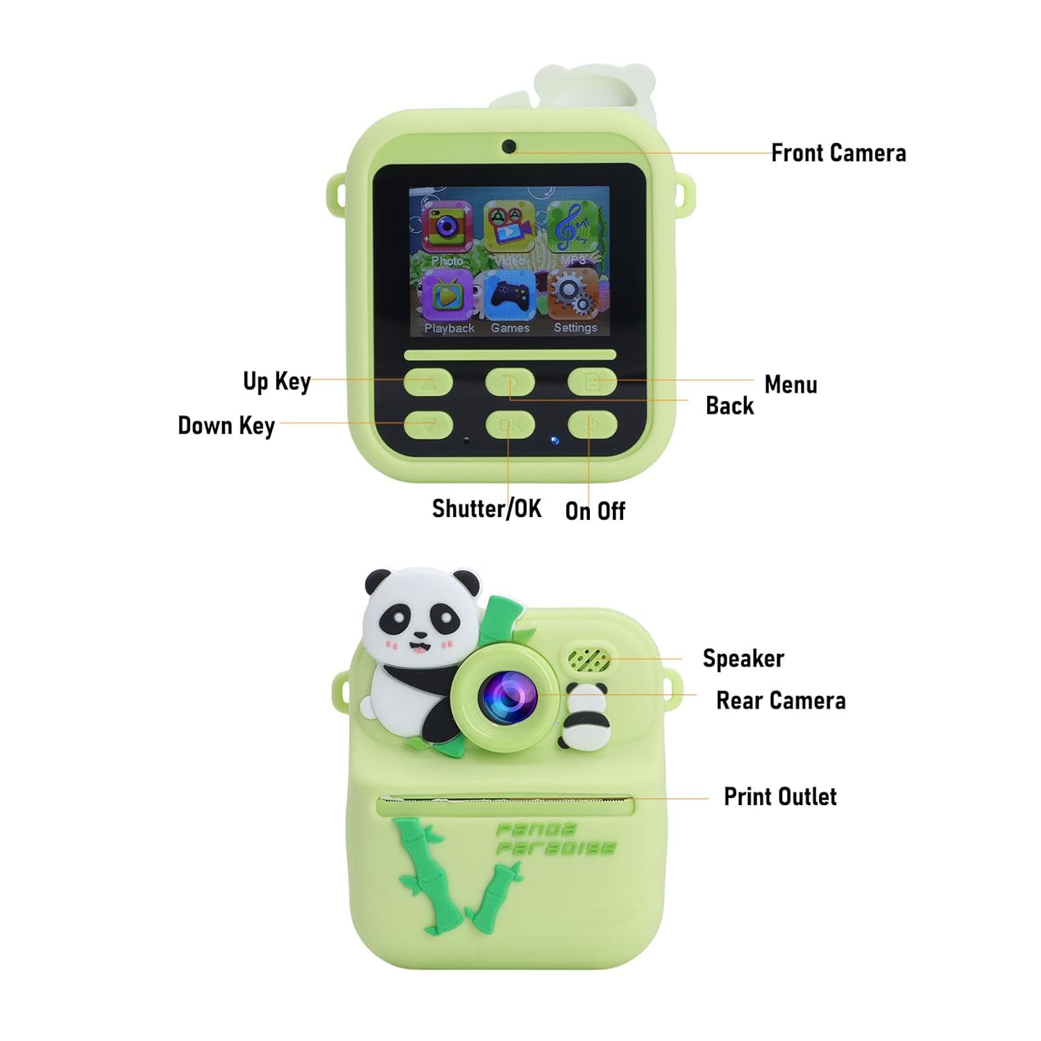 Rainbow Toys Instant Print Camera, 48MP Dual Lens 2.4 Inch 16x Digital Zoom Instant Selfie Camera with Music Games Assorted Color