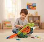 Dino Parking Lot 2-in-1 Transforming Dinosaur Car Carrier Truck Playset with Alloy Cars