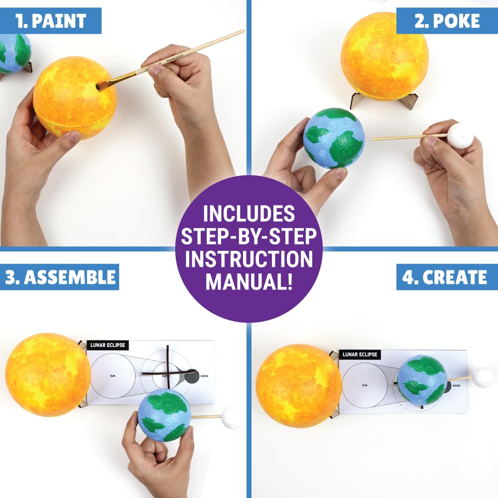 Kalakaram DIY Earth-Sun-Moon Model Kit 3D Informative 3-in-1 Space Toy for Kids