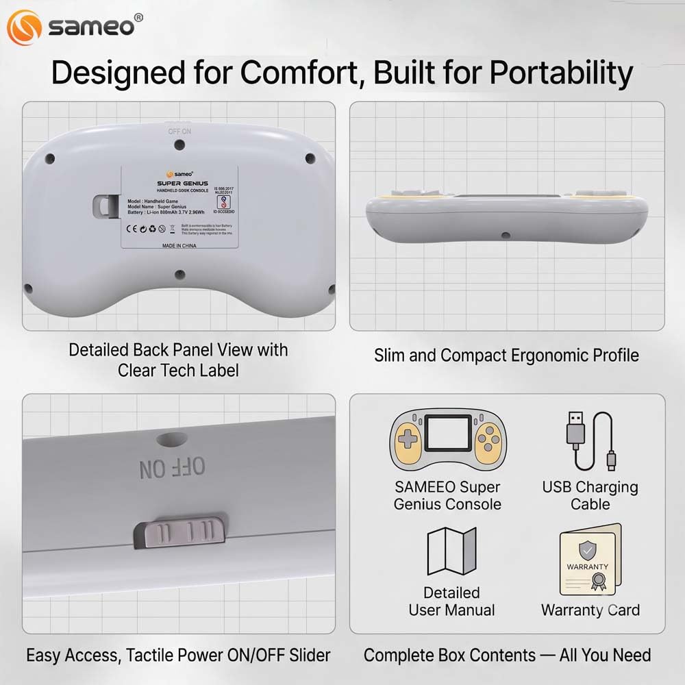 Sameo Super Genius Handheld Gaming Console with 500 Classic 8-Bit Games Pink
