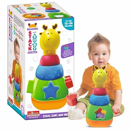 ToyMate Reindeer Stack-N-Sort 2 In 1 Play Set