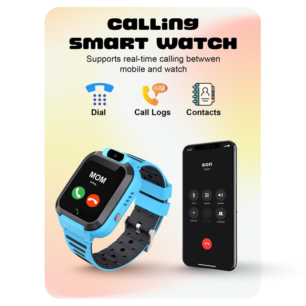 SPIKY BASILISK Kids Smartwatch with Voice Calling, LBS Location Tracking, HD Camera Blue