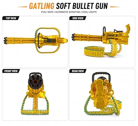 Blazestorm Gatling Toy Gun with Soft Bullets & Rotating Barrel
