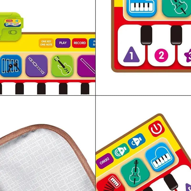 Piano Music Mat for Kids – Touch & Learn Musical Play Mat with 10 Musical Keys & 8 Instrument Sounds, 3+ Years