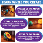 Kalakaram DIY Earth-Sun-Moon Model Kit 3D Informative 3-in-1 Space Toy for Kids