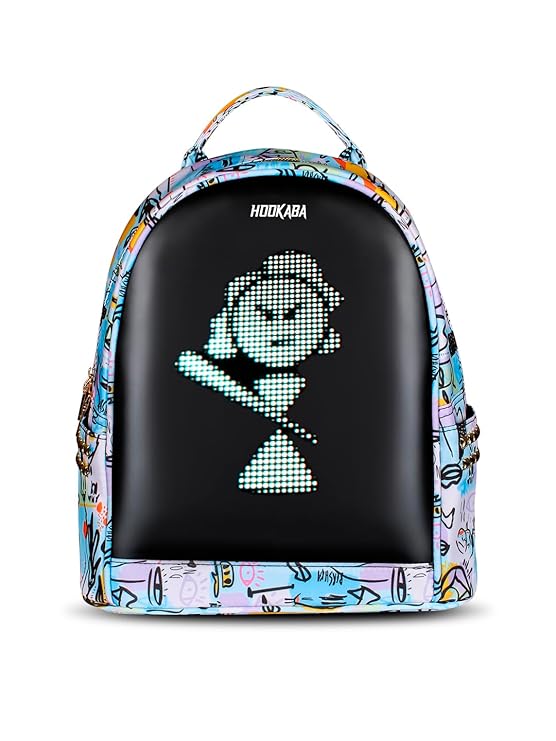 Hookaba Dazz Roll LED Backpack 14L Smart Pixel Display Bag | App Controlled, USB charge, Programmable Screen & Water Resistant White