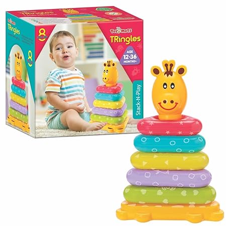 Toymate TRingles- 8 Pcs Set-Stack N Play Shaped Stacking Rings Set