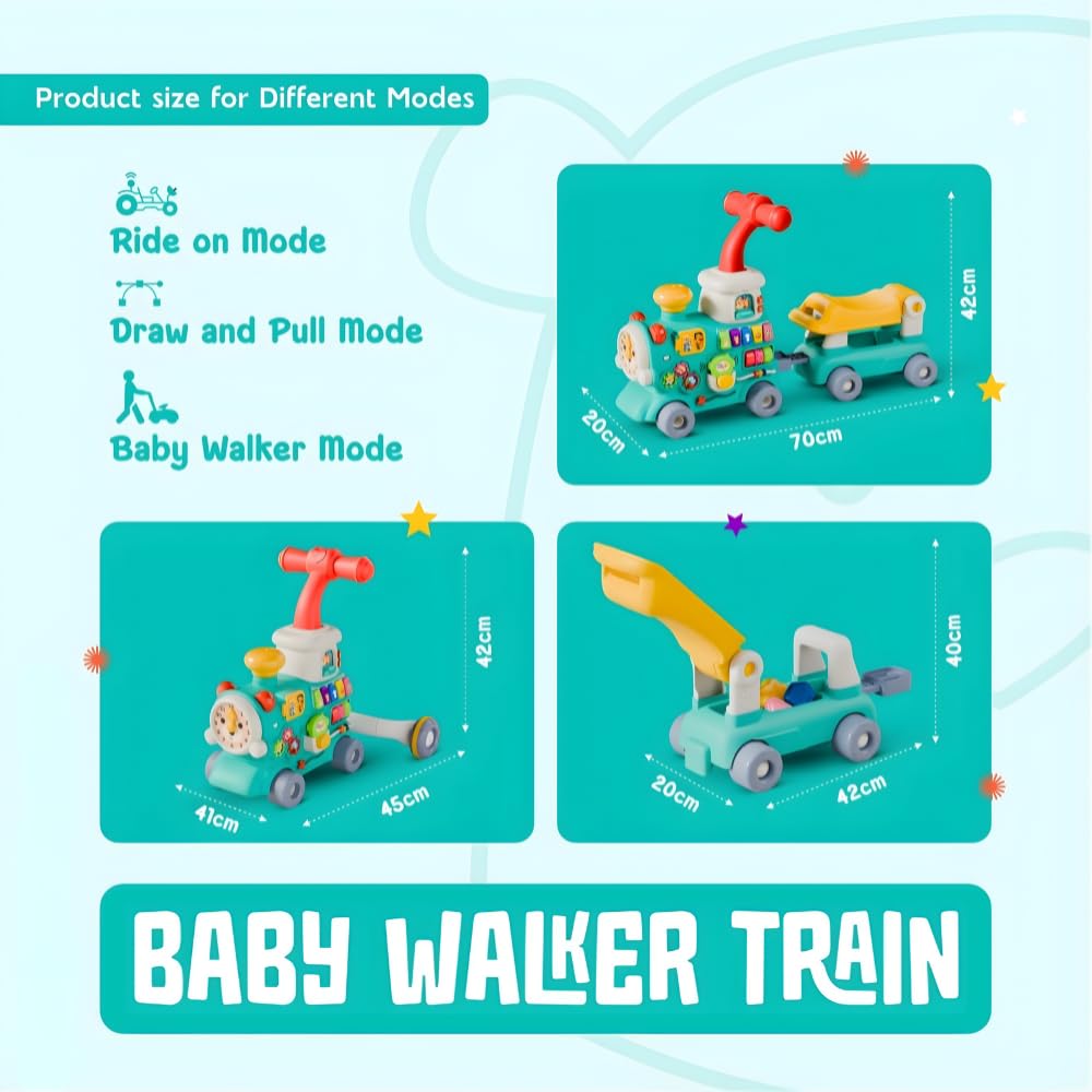Rainbow Toys Multifunctional -5 in 1 Baby Walker Train Toy with Musical Activity Assorted Color
