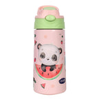 Youp Stainless Steel Insulated Green Color Dinasour Theme Kids Anti-dust Sipper Bottle Tinkler - 400 ml