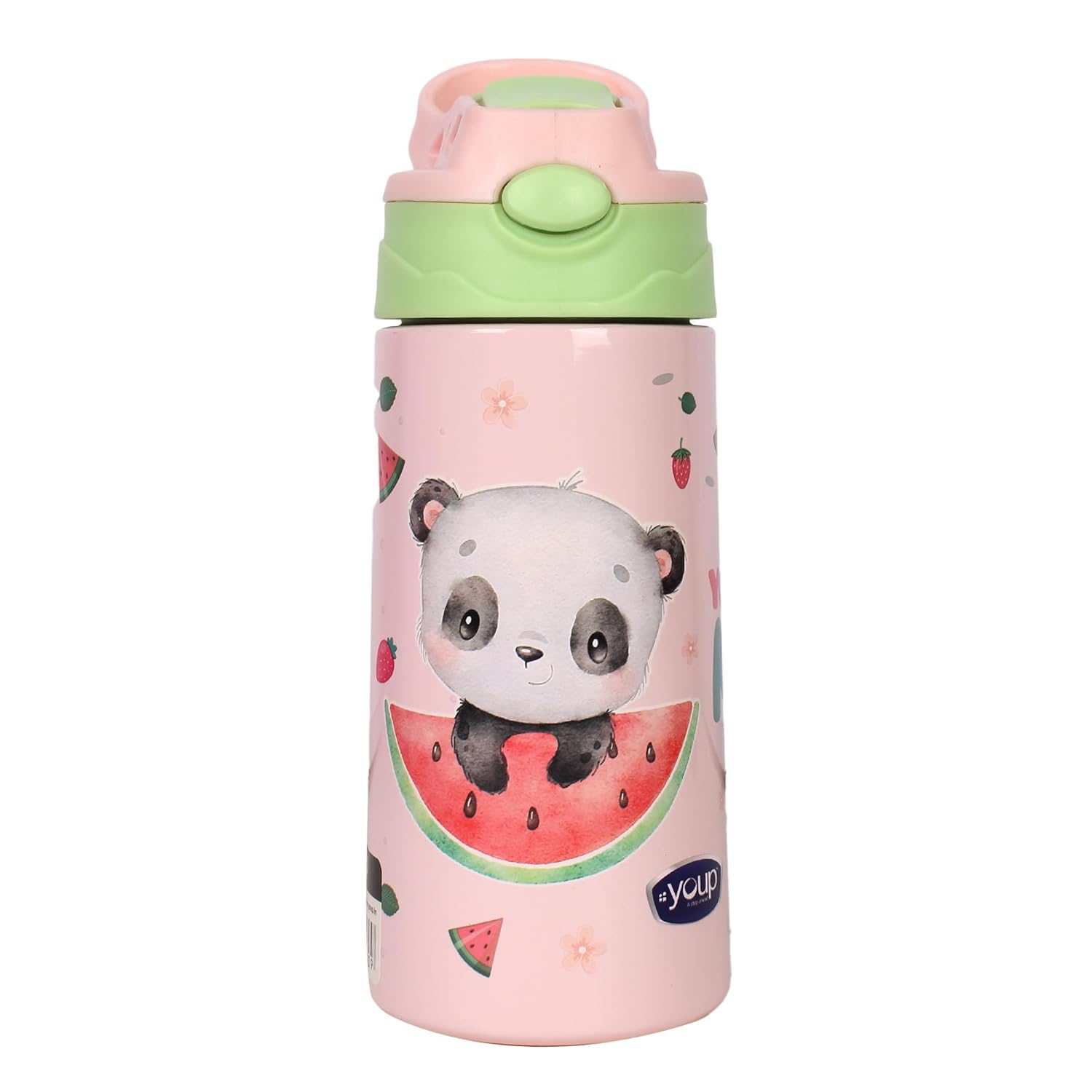 Youp Stainless Steel Insulated Green Color Dinasour Theme Kids Anti-dust Sipper Bottle Tinkler - 400 ml