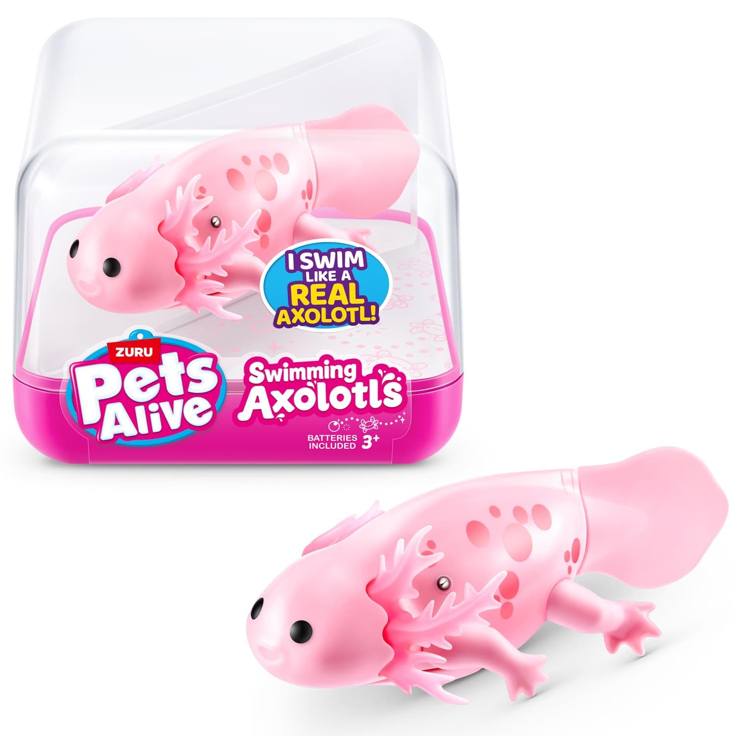 Zuru Pets Alive Swimming Axolotl Toy Interactive Water Swimming Toy for Kids