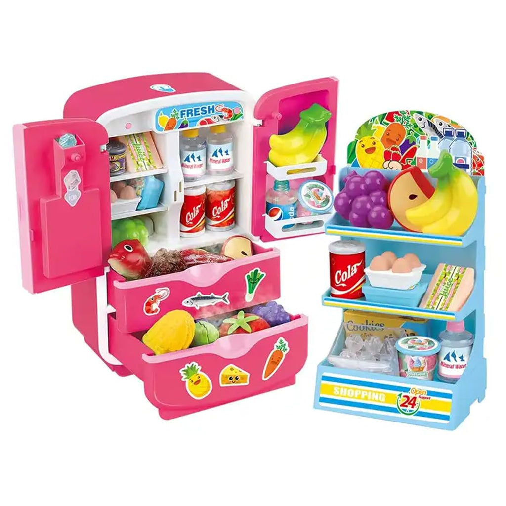 Rainbow Toys Shopping Pretend Play Kitchen Refrigerator Fridge Toys Double Door