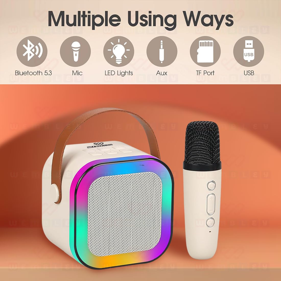 Karaoke Machine for Kids Adults, Mini Portable Blue-Tooth Karaoke Speaker with Wireless