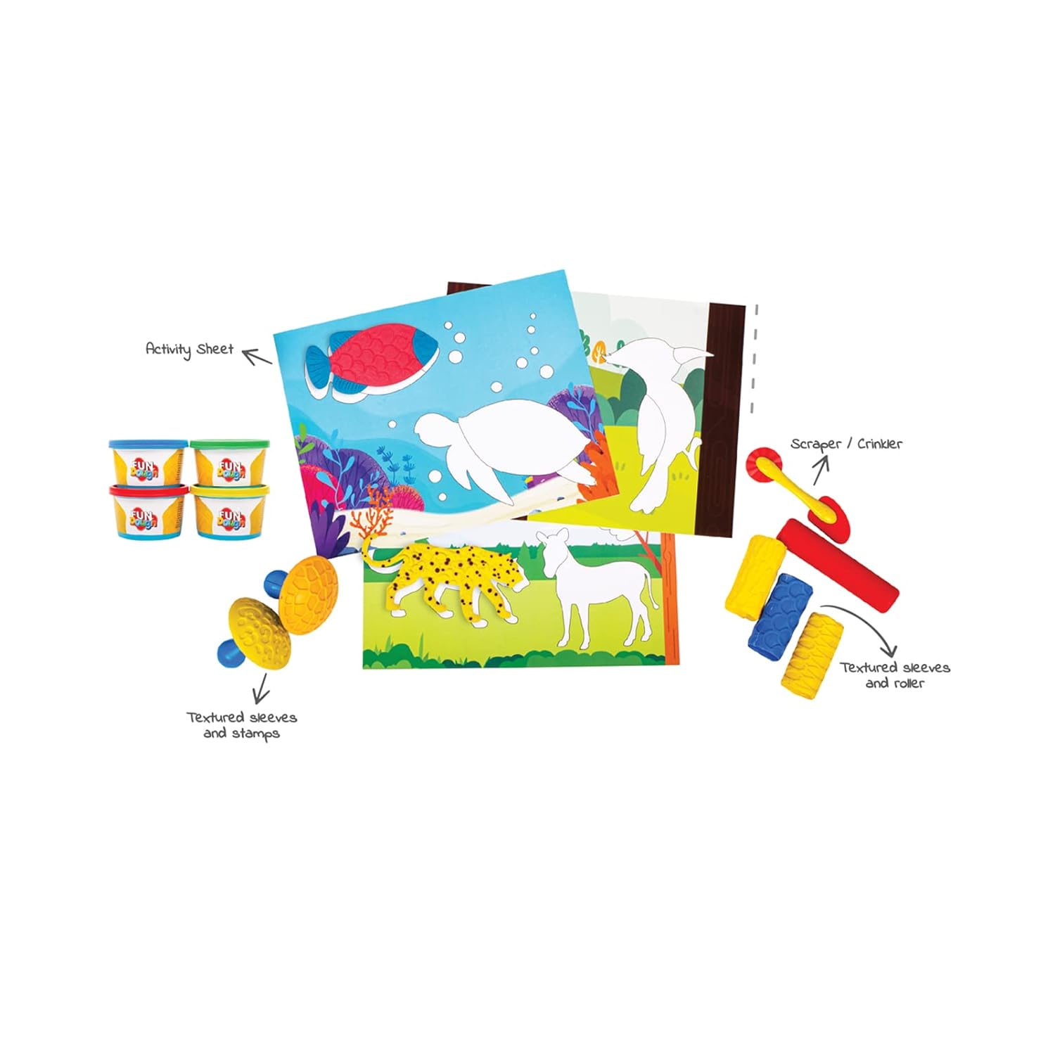 Funskool Roll over image to zoom in Funskool Fundough Playset Roll and Stamp