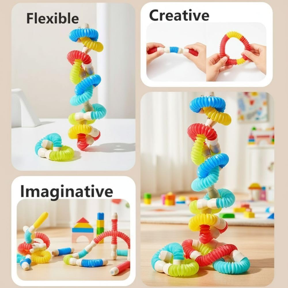 Rainbow Toys 2-Piece Flexible Magnetic Building Blocks Set 42pcs