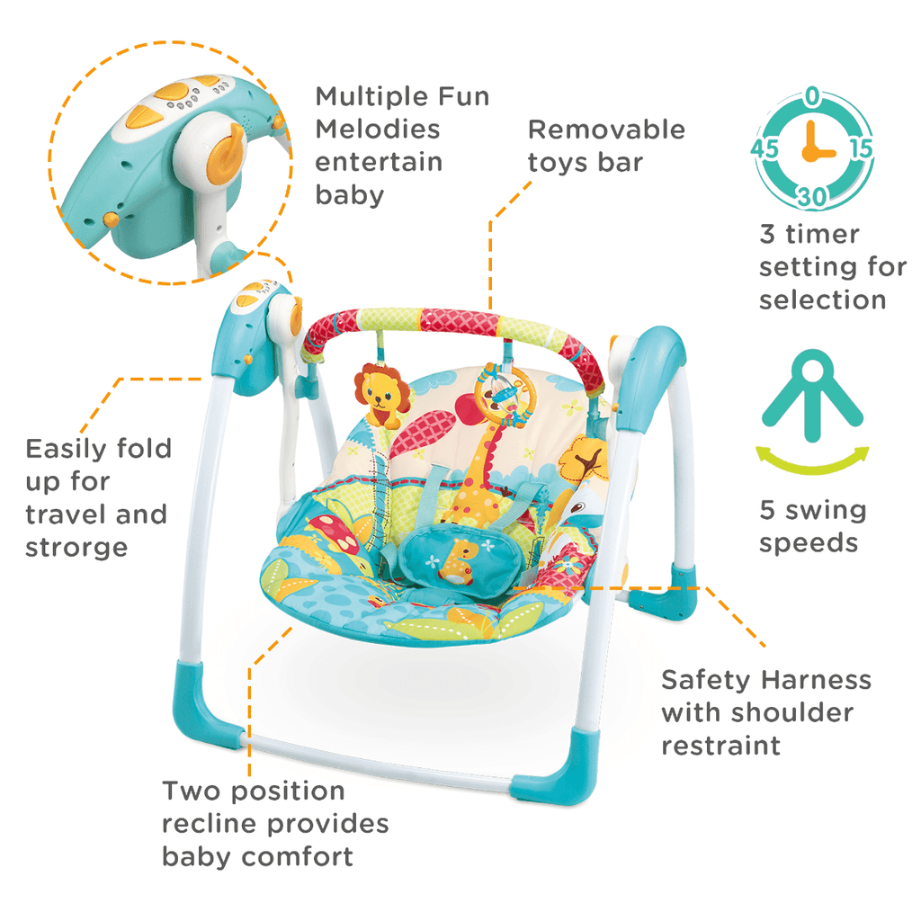 Mastela Deluxe Portable Swing Aqua