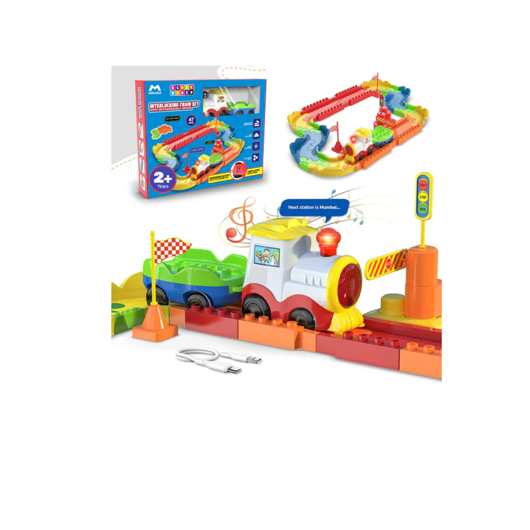 Mirana Block Rider Toy Train Set for Kids - Colorful Track Set