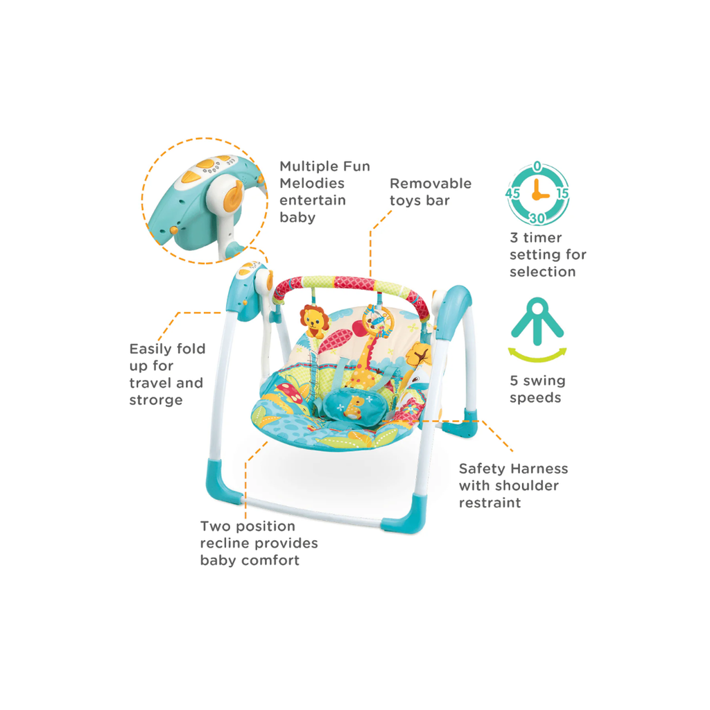 Mastela Deluxe Portable Swing Aqua