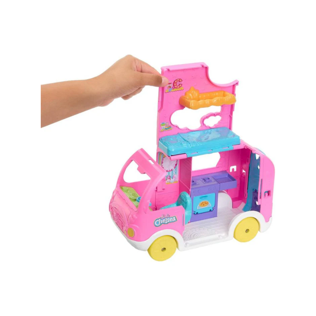Mattel Barbie Chelsea 2-in-1 Camper Playset With Chelsea Small Doll, 2 Pets and Accessories