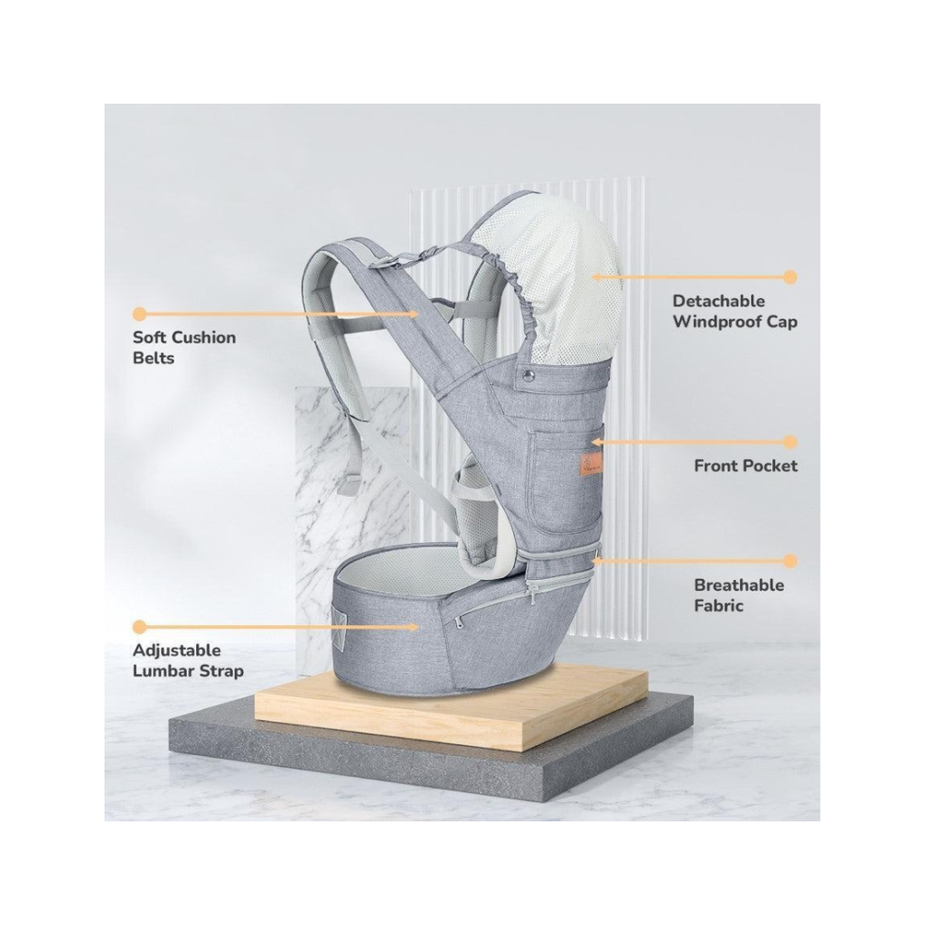 R For Rabbit Upsy Daisy Ergo 8-in-1 Hip Seat Baby Carrier Light Grey