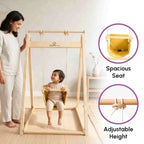 Curious Cub Wooden Baby Swing with Stand – Adjustable & Foldable